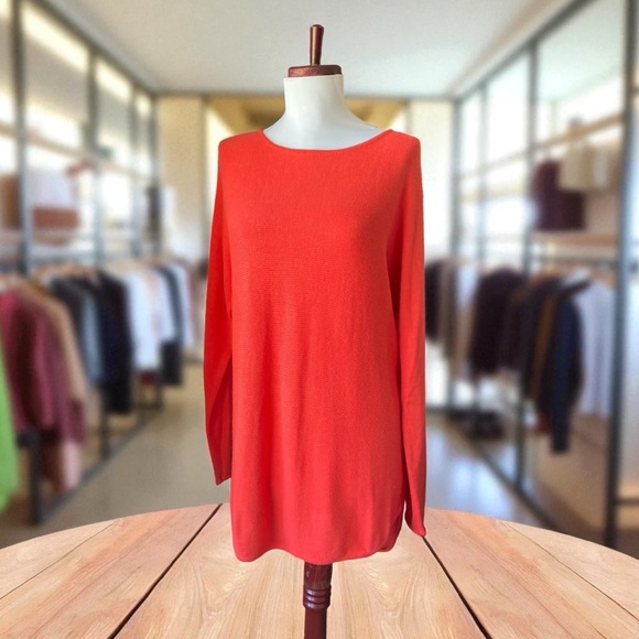 NWT Michael Kors Coral Knit Tunic Sweater Medium Soft Cotton Blend Gift Logo - Picture 1 of 8